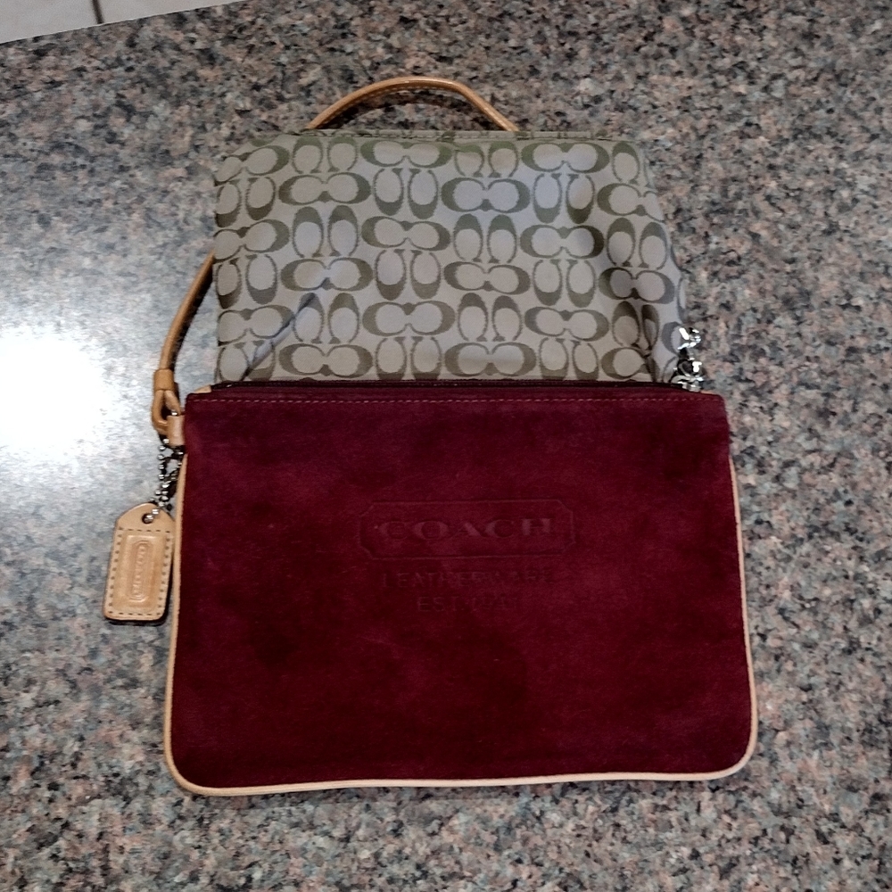 COACH 1941 Large Oxblood Suede Leather Wristlet Clutch Purse - Picture 10 of 16
